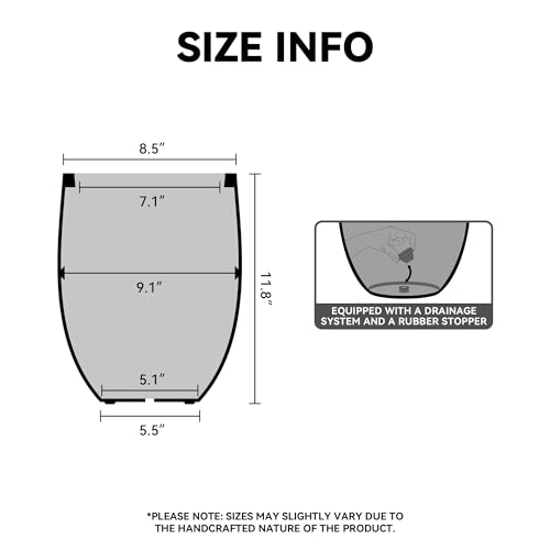 Kante Small Round Curved Charcoal Concrete Planter 9.1" Dia, Outdoor - color: Charcoal, size: 11.8 Inch Tall