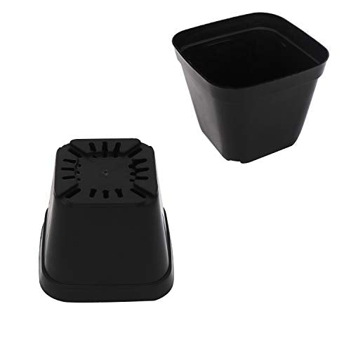 4 Inch Plastic Plant Pots Square Nursery Pot 25 PCS Sturdy & Reusable Starter Container for Starting Seedlings, Succulents,Cuttings & Transplanting with Drainage Holes, Black - size: 4 Inch