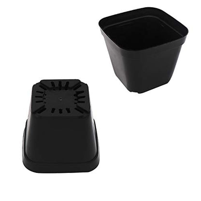 4 Inch Plastic Plant Pots Square Nursery Pot 25 PCS Sturdy & Reusable Starter Container for Starting Seedlings, Succulents,Cuttings & Transplanting with Drainage Holes, Black - size: 4 Inch