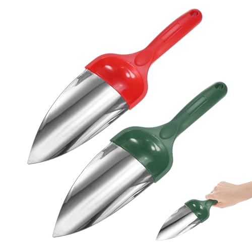 M METERXITY 2-Pack Garden Shovel Trowel Hand Shovels, 30cm/11.81 Inch Stainless Steel Gardening Tools for Digging, Transplanting, Soil Loosening and Planting, Ergonomic Handle [Green/Red] - color: Green/Red