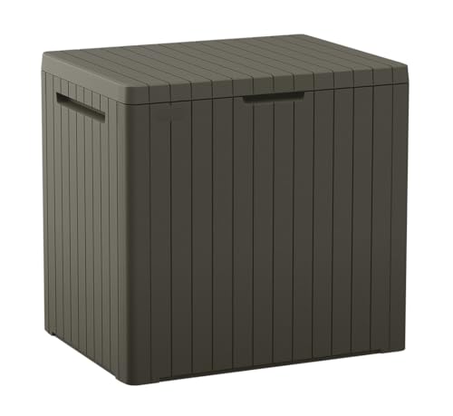 Keter City 30 Gal Outdoor Storage Box and Patio Side Table - color: Mossy Brown