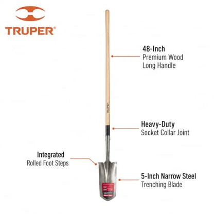 Truper TruPro 5" Trenching Shovel, Rolled Steps (Model 31348 / TRS-5-RBA)