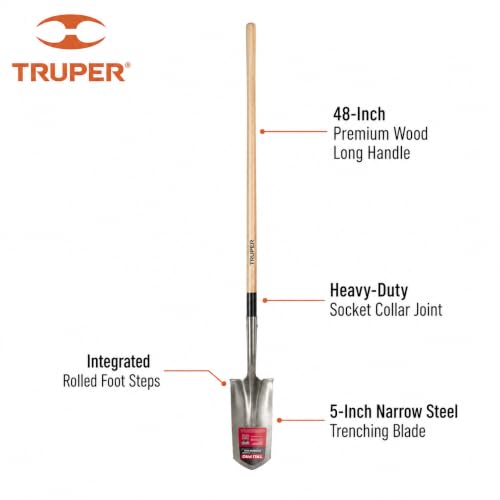 Truper TruPro 5" Trenching Shovel, Rolled Steps (Model 31348 / TRS-5-RBA)