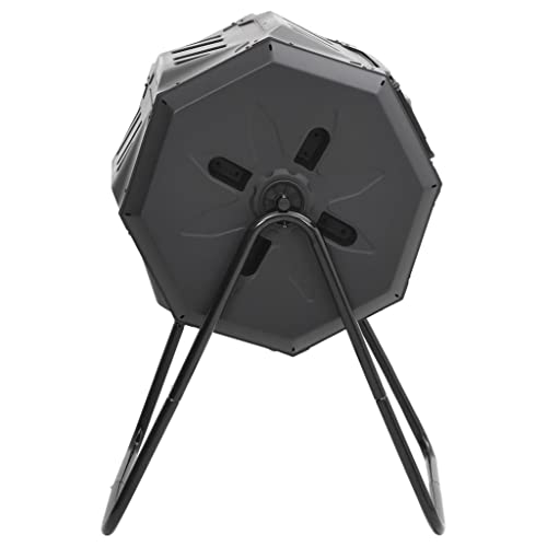 42.3 Gal Rotating Compost Bin, Black Dual Chamber Tumbling Composter with 360 Degree Rotation, Garden Compost Bin for Kitchen and Yard Waste, 28.7"x25.2"x37.4"