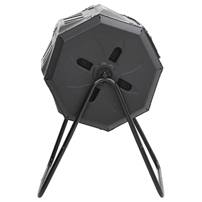 42.3 Gal Rotating Compost Bin, Black Dual Chamber Tumbling Composter with 360 Degree Rotation, Garden Compost Bin for Kitchen and Yard Waste, 28.7"x25.2"x37.4"
