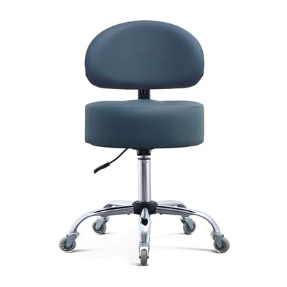 Ergonomic Rolling Drafting Stool with Backrest Lumbar Support - color: Blue, style: Stylish