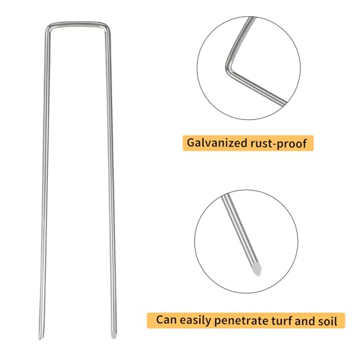 Whonline 400 Pack Landscape Staples 6 Inch, Galvanized Garden Stakes - color: 6 Inch-400 Pcs