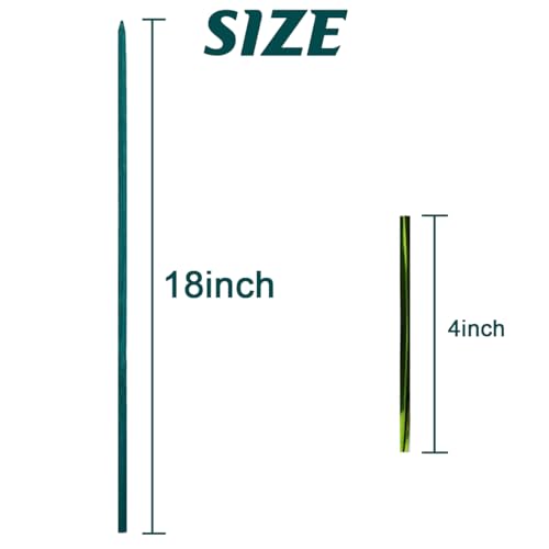 TIHOOD 100PCS 18" Wooden Garden Stakes with 100PCS 4" Garden Ties, Green Bamboo Sticks, Floral Plant Support, Tomato Stakes - color: Green