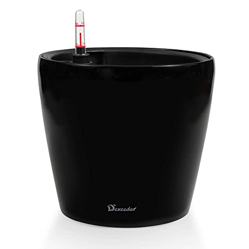 Dexceder 9x8 Self Watering Planter (Black High Gloss) - color: Black, size: 9x8