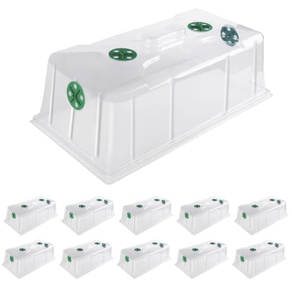 MIXC 10 Pack Humidity Dome 7" Tall Extra Strength, 1020 Growing Trays Cover, Propagation Seed Cloning Lid Vented for 10 x 20 Inch Flat Tray and Seed Starting Germination - color: Green, size: 10 Pack 7" Domes-Green