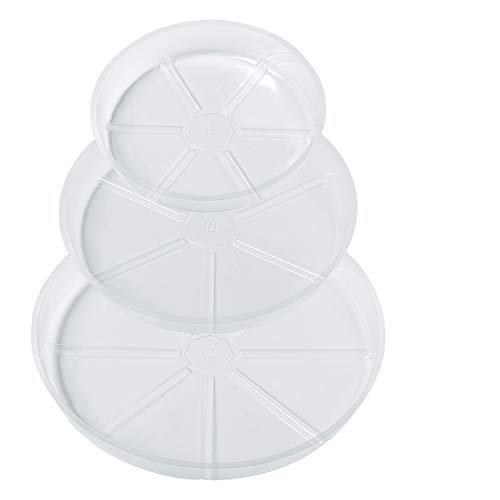 Idyllize 15 Pack, Assorted Sizes 6 8 10 Inch Clear Plastic Plant Saucer Drip Trays for pots, 5 Pieces of Each Size (Assorted Sizes 6'', 8'', 10'') - style: Lightweight