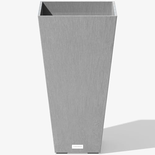 Veradek V-Resin Indoor/Outdoor Taper Planter (26 inch, Grey) - color: Gray, size: 26 inch - 1 pack
