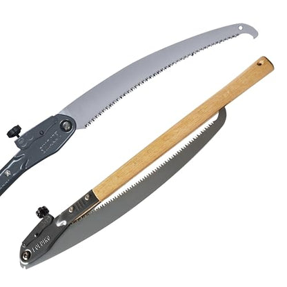 Folding Saw,Using SK85 material with three-sided serrations,tree saw for camping, Pruning branches and Bushcraft, Pouch Included(Wooden handle, 108 cm long) - color: 43in