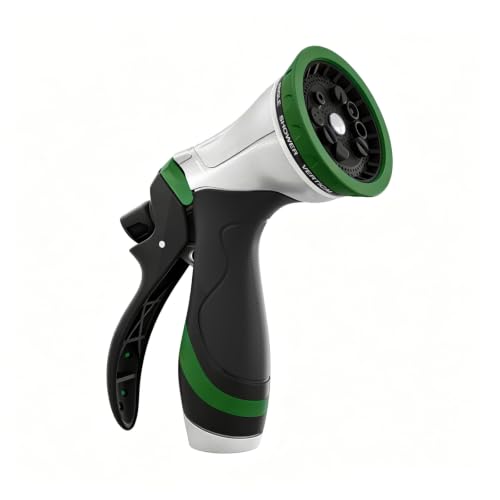 QUOBAS Metal Garden Hose Nozzle, Heavy Duty Water Hose Sprayer, Leak Proof - color: Green