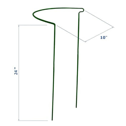 6 Pack 24 Inch High Plant Stake,Garden Plant Support,Half-Round Peony Cage Plant Ring Hoop - size: 9.5x24Inch-6Pack