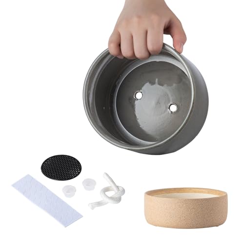 6 Inch Ceramic Self Watering Planter with Drainage Hole, Dark Grey - color: Darkgrey, size: Small