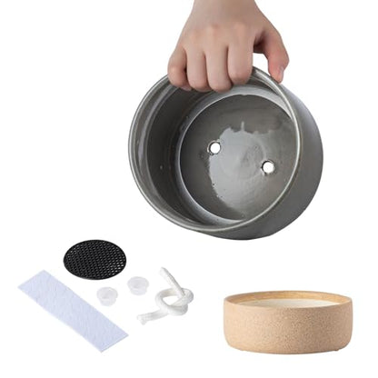 6 Inch Ceramic Self Watering Planter with Drainage Hole, Dark Grey - color: Darkgrey, size: Small