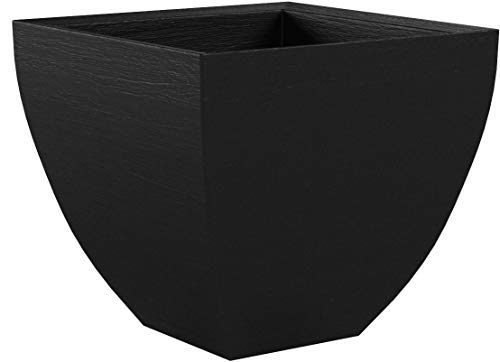 Tusco Products MSQ16BK Modern Square Garden Planter, 16-Inch, Black - color: Black, size: 16 Inch