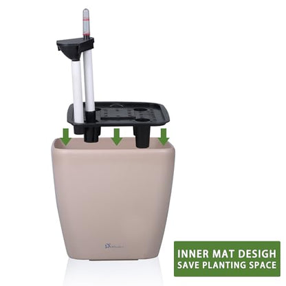 Dexceder 11x10 Self Watering Planter (Taupe Matte) - color: Taupe, size: 11x10