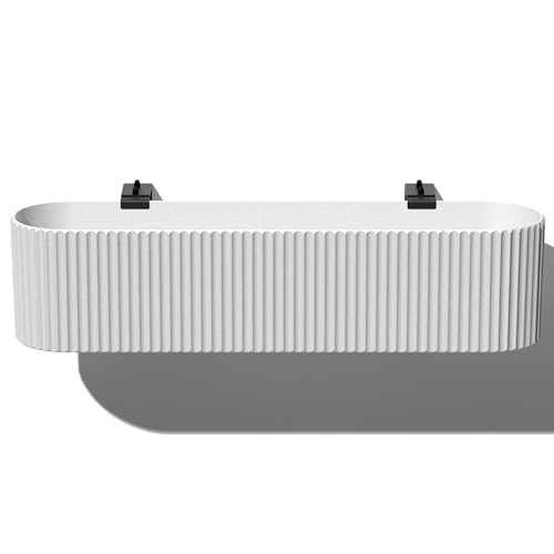 Veradek Demi Series Railing Planter - Round Window Box with Bracket - color: White, size: 36 inch