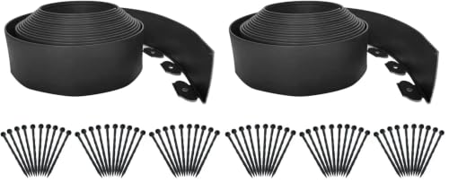 Garden Edging Borders 20FT,Landscape Edging Black[Extra Tall 4IN High] with 30pcs Plastic Stakes, Lawn Edging Flexible DIY Fence for Landscaping,Flower Bed,Grass,Gravel,Tree Surrounding (Pack of 2) - color: Black, size: 4IN x 20 FT (Pack of 2)