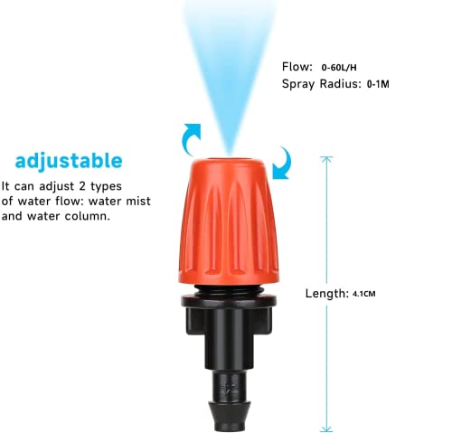 50 Pcs Adjustable Drip Irrigation Spray Emitters for Garden Plants Watering - color: Single Barb