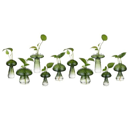 Glasseam Mushroom Glass Plant Propagation Station, 10 Pcs Terrarium Jar - color: Green, size: 10