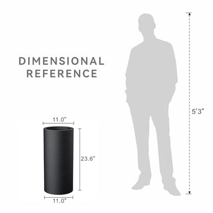 Kante Accent Round Column Black Concrete Planter 23.6" Tall, Outdoor - color: Black, size: 23.6“h