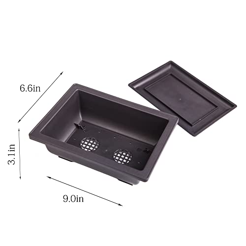 Plastic Bonsai Training Pots 3 Pack, 9 Inch with Drainage Holes and Trays - size: Large