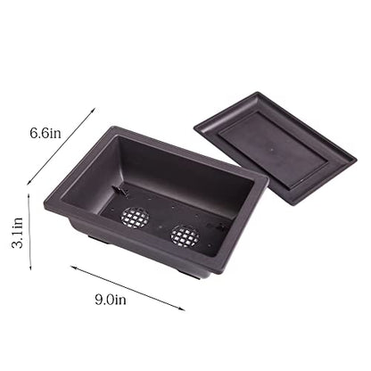 Plastic Bonsai Training Pots 3 Pack, 9 Inch with Drainage Holes and Trays - size: Large