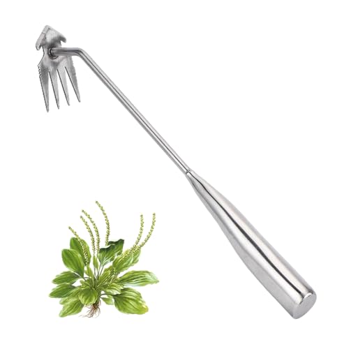 Weed Puller Tool, Stainless Steel Gardening Hand Weeder Tools, Weeding Artifact Uprooting Weeding Tool, Weed Removal Tool, 4-Tooth Dual Purpose Manual Weed Pulling Tool for Yard Garden