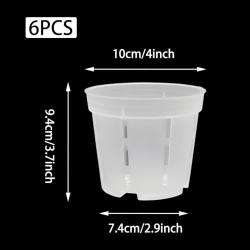 Orchid Pot with Drainage Holes, 6 Pack 4 Inch Clear Plastic Breathable Slotted Pots for Repotting-Root Control Planter-Sturdy Plastic Plant Pot for Butterfly Orchid, Hydroponics, Indoor & Outdoor - size: 4 Inch 6Pcs