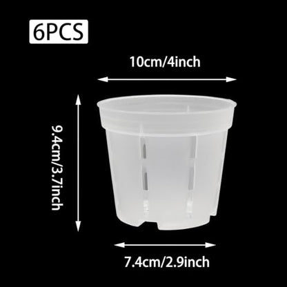 Orchid Pot with Drainage Holes, 6 Pack 4 Inch Clear Plastic Breathable Slotted Pots for Repotting-Root Control Planter-Sturdy Plastic Plant Pot for Butterfly Orchid, Hydroponics, Indoor & Outdoor - size: 4 Inch 6Pcs