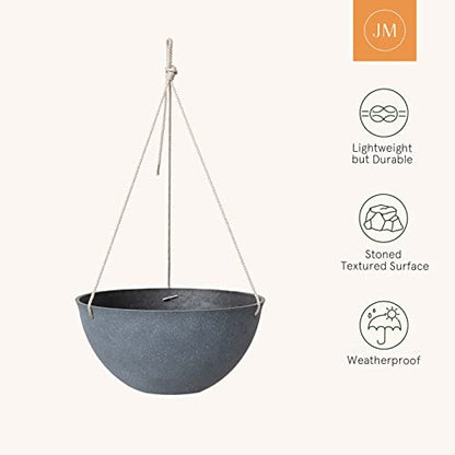 LA JOLIE MUSE Hanging Planter Baskets for Outdoor Plants, Set of 2, 13 Inch - color: Gray
