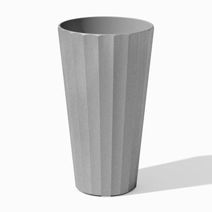 Veradek Column Series Tall Planter - Tapered Outdoor Planter with Shelf - color: Gray, style: Wide Groove