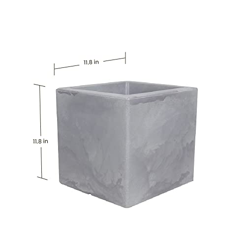 ECOBO 11.8 inches Eco-Friendly Square Pot Planter, Bloco Indoor/Outdoor use, Durable, Versatile & Lightweight, Designed by Brazilian Artisans, Contemporary All-Weather Design – Grey - color: Gray