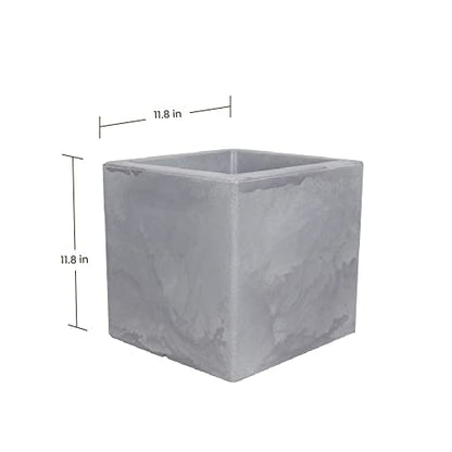 ECOBO 11.8 inches Eco-Friendly Square Pot Planter, Bloco Indoor/Outdoor use, Durable, Versatile & Lightweight, Designed by Brazilian Artisans, Contemporary All-Weather Design – Grey - color: Gray