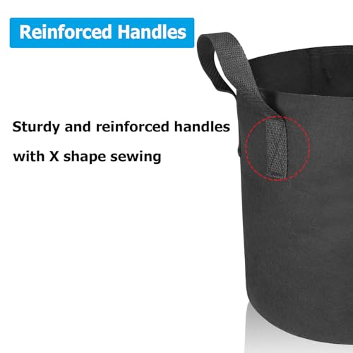 12 Packs 5 Gallon Grow Bags, Heavy Duty 300G Thickened Nonwoven Fabric Plant Pots with Handle - size: 5 Gallons