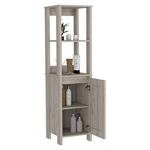 Patio Storage Outdoor Cabinet - color: Grey - 15.70 X 15.70 X 59.30 Inch