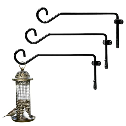 10IN Plant Hangers Outdoor, Metal Wall Mount for Planters & Decor, 4 Pcs - color: Black, size: 9.4 INCH-Shaped Curved Hook