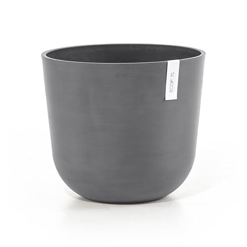 Ecopots Oslo Round Flower Planter, Grey, 14" - color: Gray, size: 14"