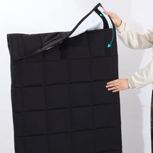 BALAPET Padded Table Leaf Storage Bag, 54 x 28 in, Fits Dining Table Leaves up to 52 x 25 in, Water-Resistant Quilted Cover with Soft Lining and Adjustable Hook-and-Loop Closure, Black, 1 Pack