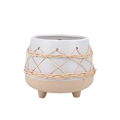 Ceramic Planter Pot for Indoor & Outdoor Plant, Flower - color: Beige Brown