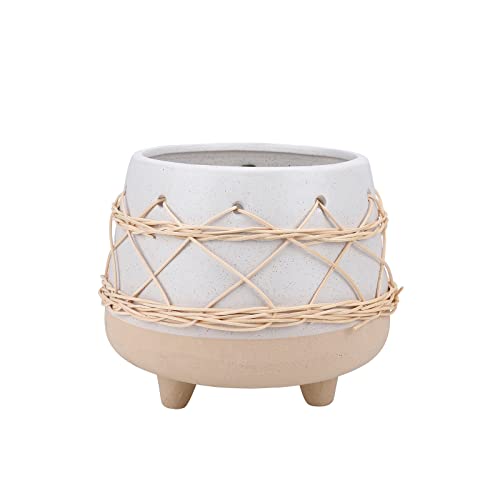 Ceramic Planter Pot for Indoor & Outdoor Plant, Flower - color: Beige Brown