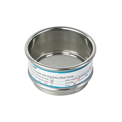 2.36" (6cm) Full 304 Stainless Steel Mini Lab Sieve, 80 Mesh (0.2mm) Sifter - size: 80 Mesh(0.2mm)/Ф2.4in(6CM)