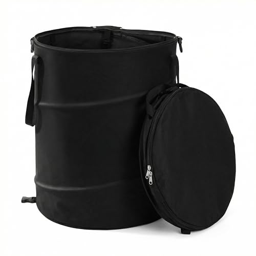 MXIMU Collapsible Trash Can for Garden, 24 Gallons, Black