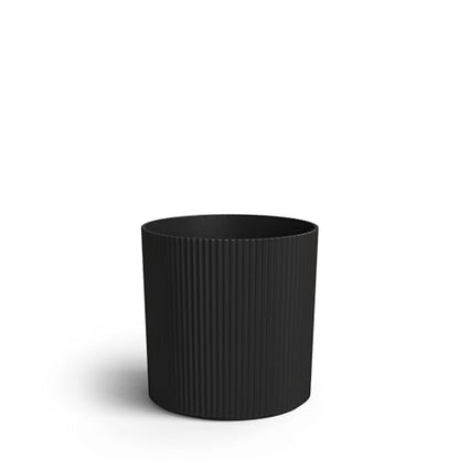 Mayne Haven 14in Round Fluted Modern Planter, Black - color: Black, size: 14in