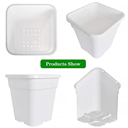 Square Planter Nursery Pots 3.15 Gallon Pots for Plants, Injection Molded Plastic Nursery Pots, Plant Container White 3.15 Gal 10-Pack - color: White, size: Square-10inch-10pcs
