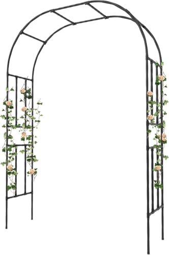 Heavy Duty Metal Garden Arch Trellis – Weather-Resistant Black Steel Arbor for Climbing Plants, Weddings, Parties, Patio, Lawn & Outdoor Decor – Easy Assembly - size: big