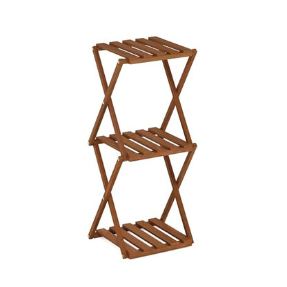 Furinno TIOMAN Outdoor Tool-Free 3-Tier Patio Table, Natural - size: 3-Tier Foldable Side Table